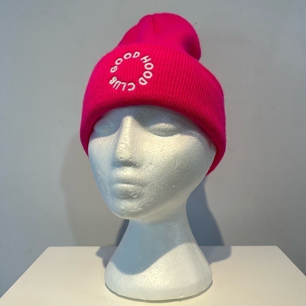 Good Hood Club neon pink knitted toque/winter hat